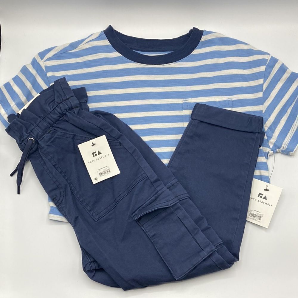 PaperBag Cuffed Cargo Pants & Cropped Short Sleeve T-shirt 2-Piece Set Size 6X